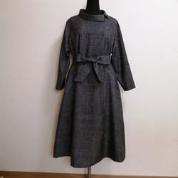 大島紬と紗のワンピース SOLD 着物リメイク ワンピース 大島紬 ワンピース さらあお 通販