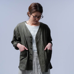 【wafu】リネンシャツジャケット 定番にできる扱いやすさ / 柳煤竹(やなぎすすたけ) h005h-ysk1 8枚目の画像