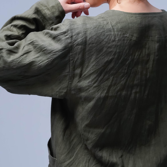【wafu】リネンシャツジャケット 定番にできる扱いやすさ / 柳煤竹(やなぎすすたけ) h005h-ysk1 17枚目の画像