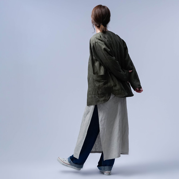 【wafu】リネンシャツジャケット 定番にできる扱いやすさ / 柳煤竹(やなぎすすたけ) h005h-ysk1 11枚目の画像