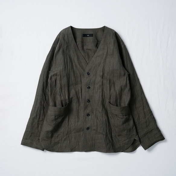 【wafu】リネンシャツジャケット 定番にできる扱いやすさ / 柳煤竹(やなぎすすたけ) h005h-ysk1 19枚目の画像