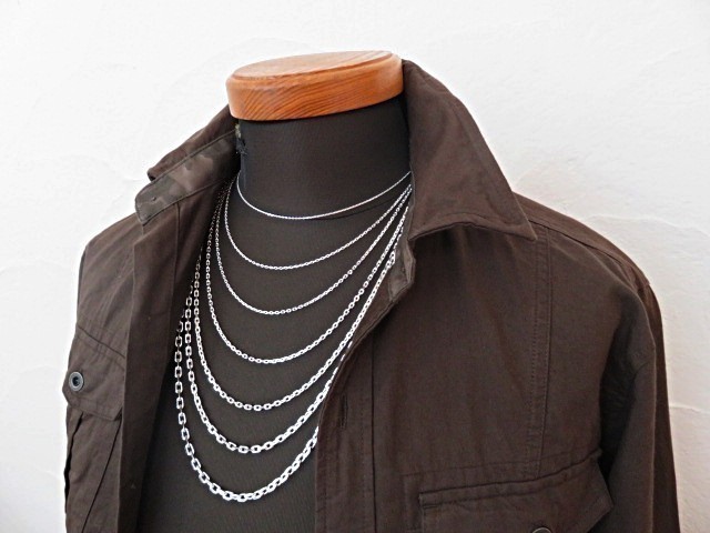 あずきチェーン ネックレス シルバー925 3.2mm 80cm 細角 チェーン