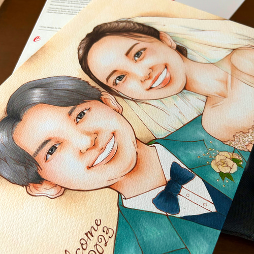 世界で一つウェルカムボード 似顔絵 にがおえ コピック画