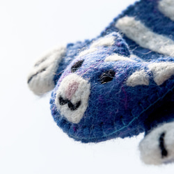 ボヘミアンフォレスト ウールフェルトコースター アニマルウェットフェルトコースター ブルー 猫毛 子供用 吸収性コースター クリ 2枚目の画像