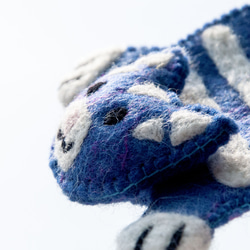 ボヘミアンフォレスト ウールフェルトコースター アニマルウェットフェルトコースター ブルー 猫毛 子供用 吸収性コースター クリ 6枚目の画像