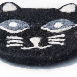 ボヘミアンフォレスト ウールフェルトコースター アニマルウェットフェルトコースター - 黒猫の毛 子供用 吸収性コースター クリ 3枚目の画像