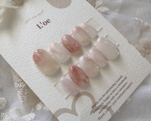 ネイルチップ ワンホン 桃 水滴 フラッフィー ネイルチップ ワンホン 桃 水滴 フラッフィー