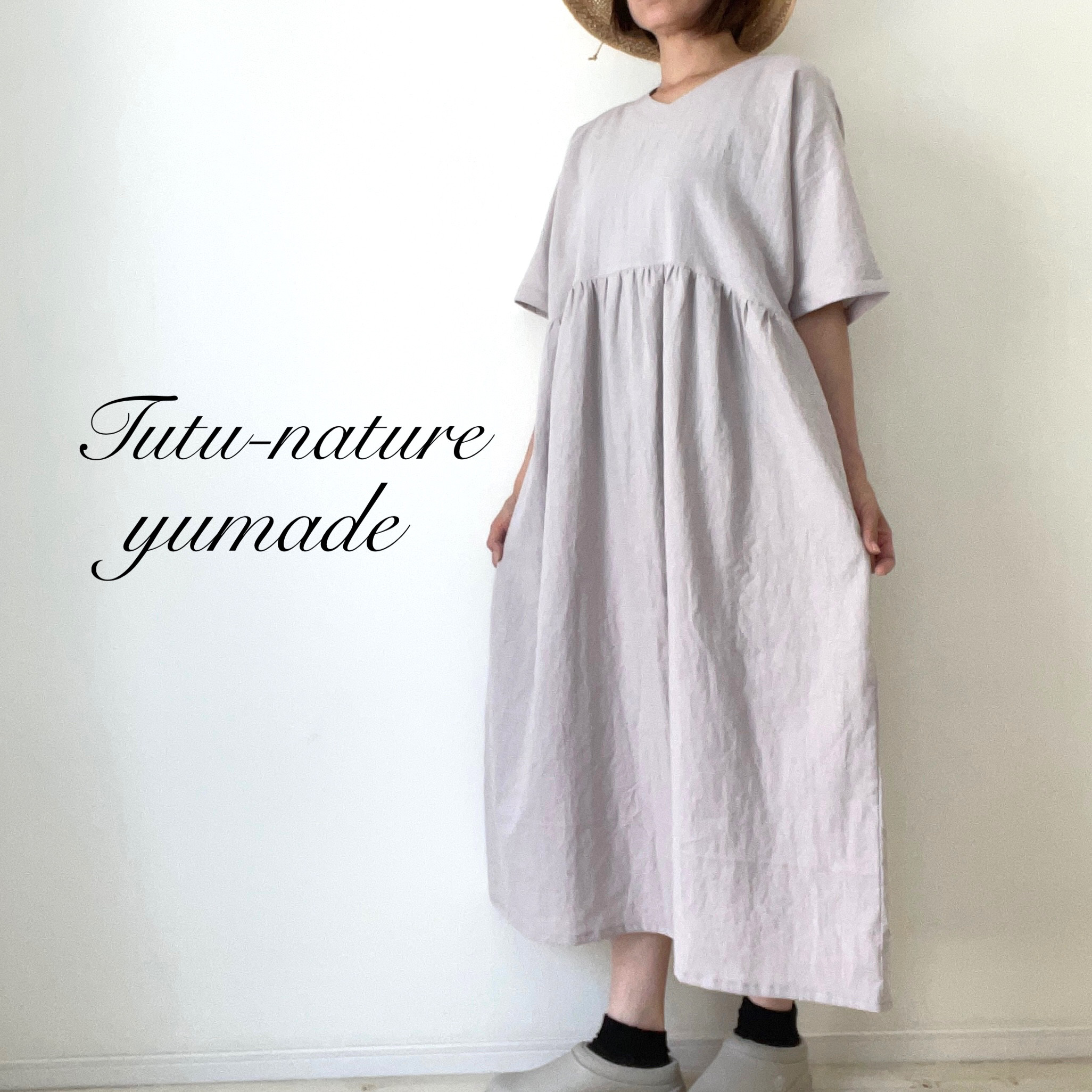 no688 メルカリ限定コットンリネン　バイカラーギャザーワンピース／ピンク セール】 バイカラー刺繍コットンワンピース （ロング・マキシ丈