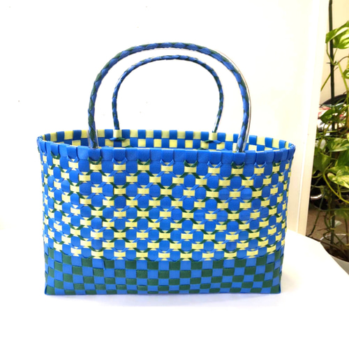 ppバンドのプラカゴバック、とても軽いです 青、深緑、黄色 お出掛けに