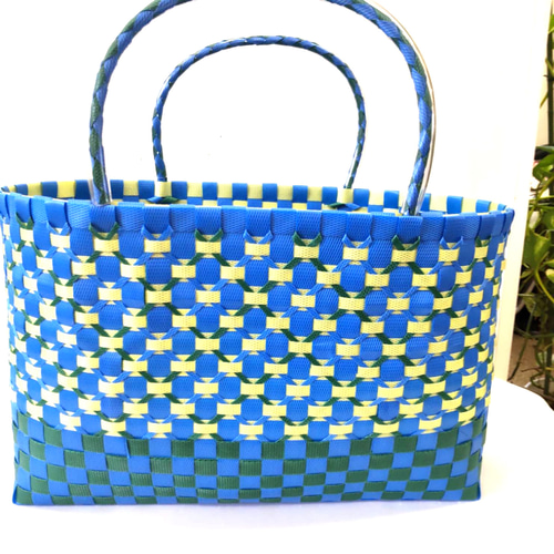 ppバンドのプラカゴバック、とても軽いです 青、深緑、黄色 お出掛けに