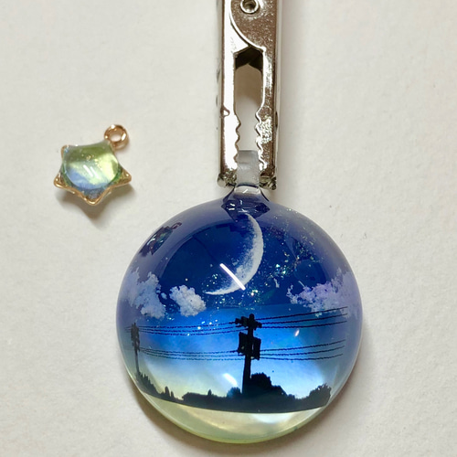 雪の夜空☆寄り添うネコ　他レジンキーホルダー計8点 本編-【UVレジン】夜空×猫のキーホルダー【制作動画