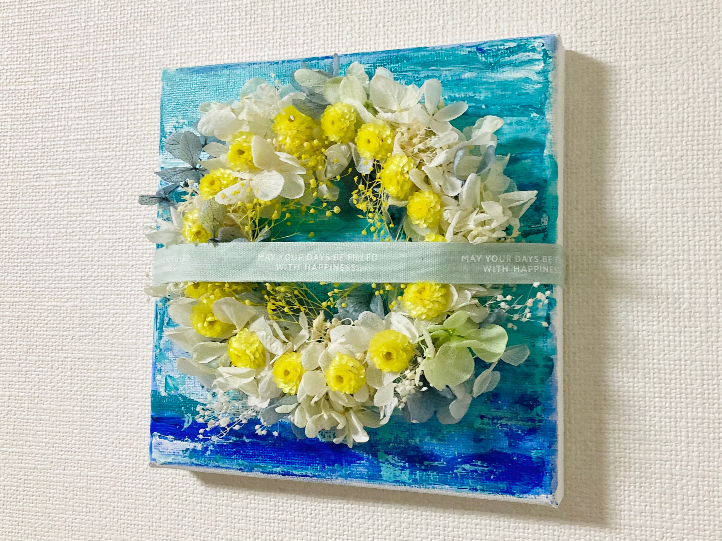 国内発送】 光さす向日葵畑 F4 キャンバス アクリル画 絵画 - 絵画
