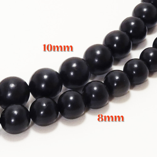天然 ジェットネックレス・イヤリングorピアスセット10mm45cm