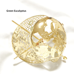 お団子ヘア用「日本の華が咲き香る」マジェステ  シニョンカバー　K24gp ゴールドコーティング　浴衣ヘア　着物ヘア 3枚目の画像