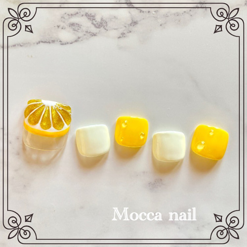 145】レモン ぷっくりマグネット フットネイルチップ ネイルチップ  