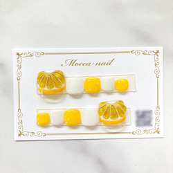 【145】レモン ぷっくりマグネット フットネイルチップ 4枚目の画像