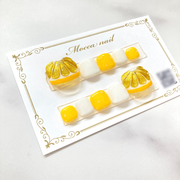 【145】レモン ぷっくりマグネット フットネイルチップ 2枚目の画像