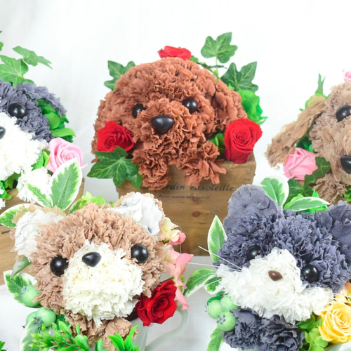 フラワーペット【トイプードル】プリザーブドフラワー 犬 花