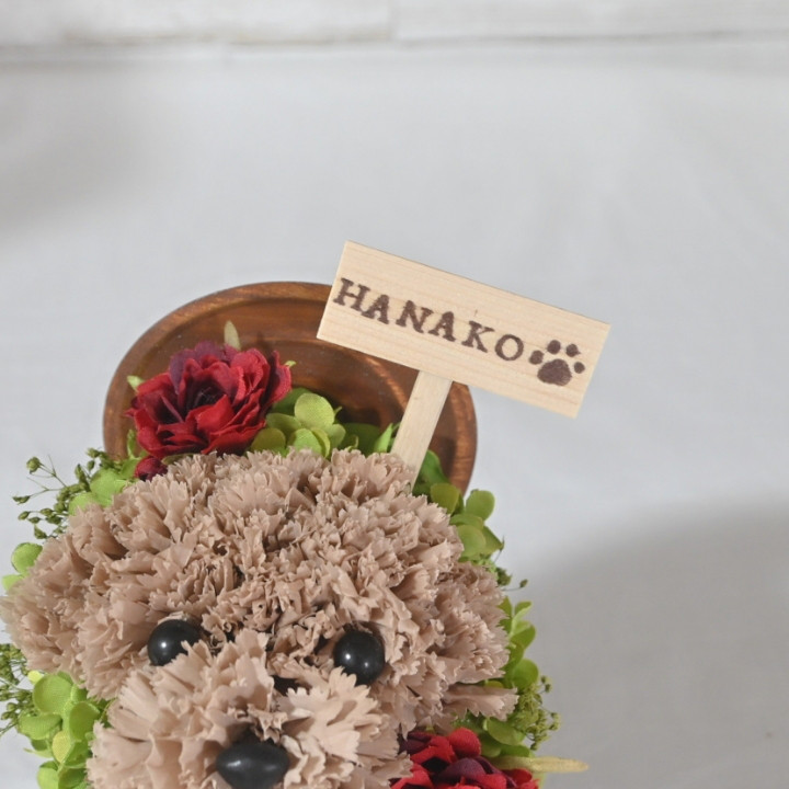 フラワーペット【トイプードル・淡い茶色】プリザーブドフラワー 犬 花 カーネーション プレゼント お供え 誕生日 母の日