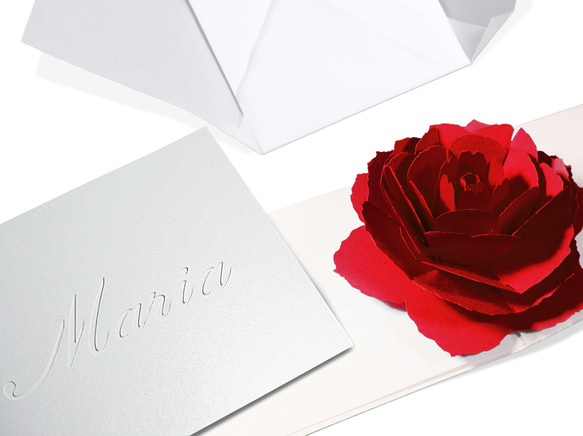 【名入れ】花のポップアップグリーティングカード〈レッドローズ〉バースデー・お祝い・母の日  カラーバリエーション有 3枚目の画像