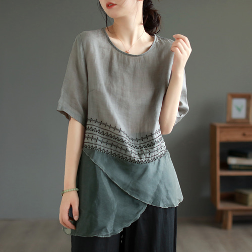 秋 チュニック ロングシャツ 半袖シャツ 羽織り チュニック