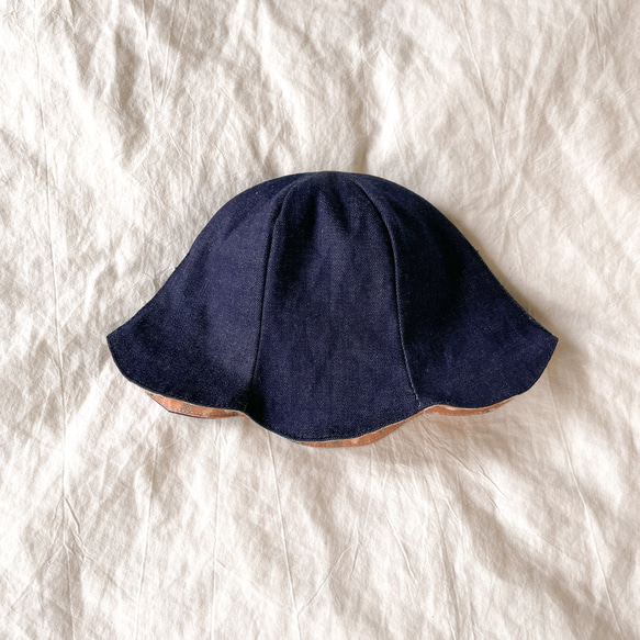 ベビーチューリップハット Denim floppy hat 3枚目の画像