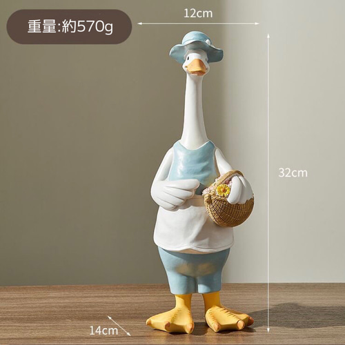 庭オブジェ アヒル/ダック 夫婦 2点セット インテリア雑貨 樹脂置物