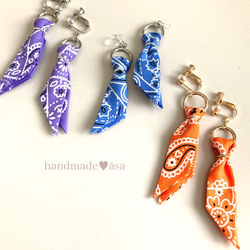 刺繍糸ぷっくりお花のイヤリング オレンジ - Aclly | minne 国内