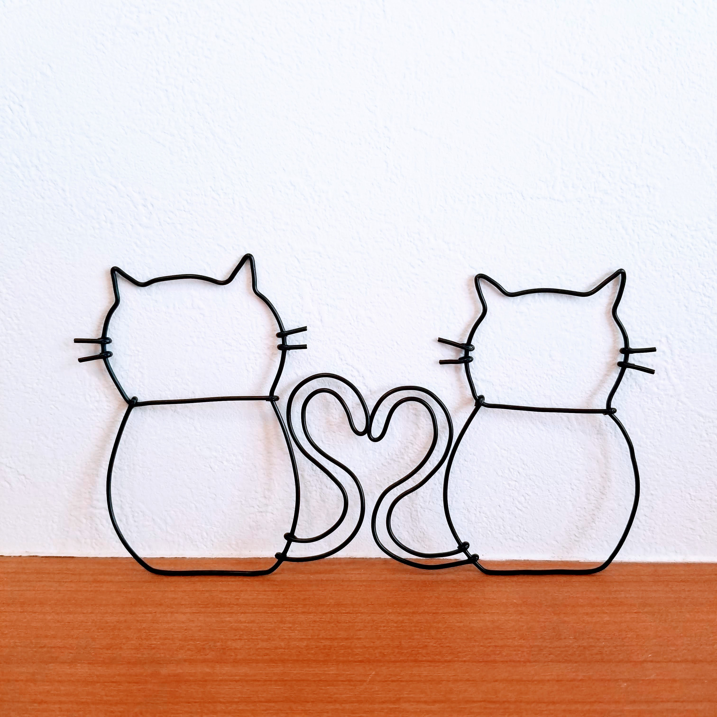 ニッチアート猫装飾画 猫の日2025》 ねこのさんぽ 【 親子 ねこ 】 ワイヤーアート 壁