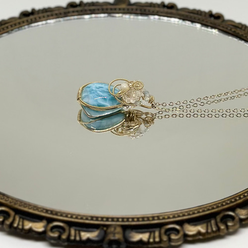 カリブ海の宝物＊ラリマーの14kgfワイヤージュエリー ネックレス