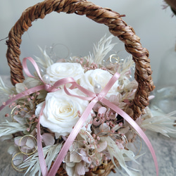 miniバラ&紫陽花のリングピロー【mini basket】Pale Pink 5枚目の画像