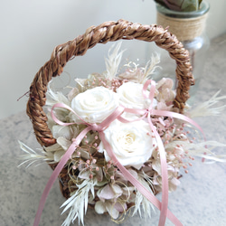 miniバラ&紫陽花のリングピロー【mini basket】Pale Pink 6枚目の画像