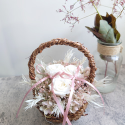 miniバラ&紫陽花のリングピロー【mini basket】Pale Pink 4枚目の画像