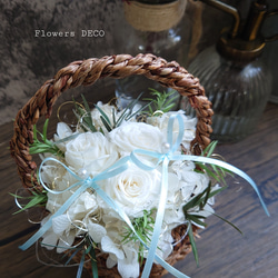 miniバラ&紫陽花のリングピロー【mini basket】Classical white 3枚目の画像