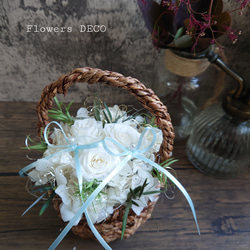 miniバラ&紫陽花のリングピロー【mini basket】Classical white 1枚目の画像
