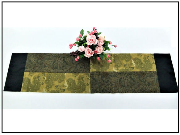 16)1588】31×130・正絹・昭和初期の貴重な丸帯から作製/豪華テーブル 