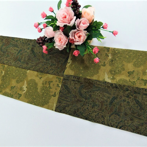 16)1588】31×130・正絹・昭和初期の貴重な丸帯から作製/豪華テーブル 