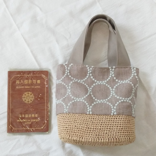 ハンドメイド ミナペルホネンタンバリン カゴバッグ mina perhonen