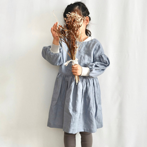 リネン×割烹着】前後どちらでも着られる4wayかっぽう着 |くすみブルー