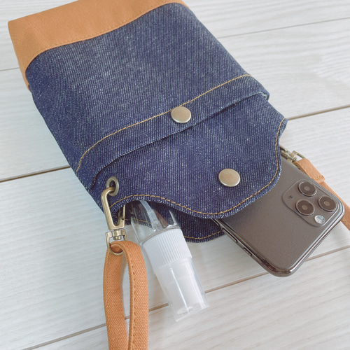 409 ラブココ様お取り置き デニムリメイク だるま型(大) スマホポーチ