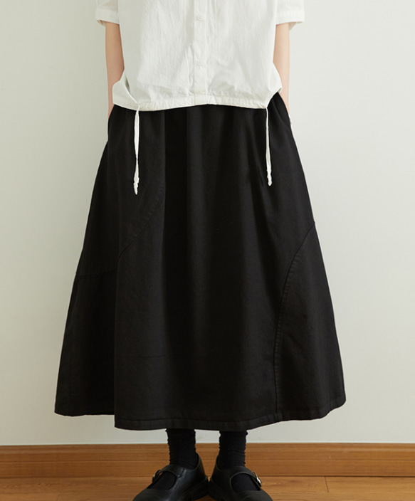 #スカートA字型　スカート ミドル丈スカート  レディース 　ロングスカート　コットン 6枚目の画像