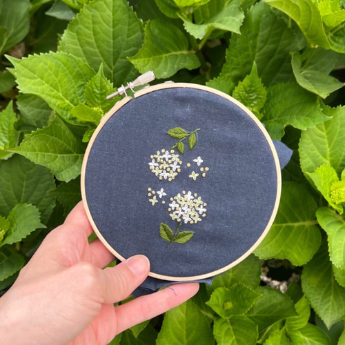 カスタムオーダー】紫陽花の刺繍ヘアターバン(ヘアバンド