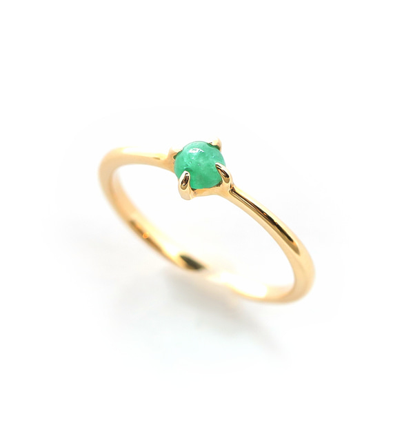 祖母綠 K10 小指戒指凸圓形切割 ~MUOT~ 五月生日石 [定制] 第1張的照片