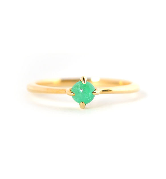 祖母綠 K10 小指戒指凸圓形切割 ~MUOT~ 五月生日石 [定制] 第4張的照片