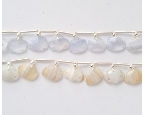 ブルー&ホワイトレースアゲート 4つ穴雲型 1個 天然石 ☆buchuchu