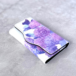 -紫陽花- 花と草木のキーケース（4連・カード収納付き） 2枚目の画像