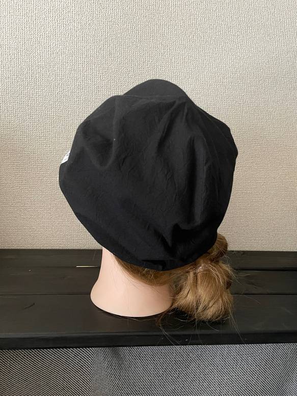 C-28❤︎ブラック✖️バテンレース❤︎医療用帽子　ケア帽子　オシャレ帽子 5枚目の画像