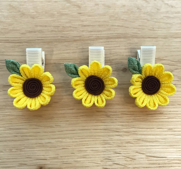 ꫛꫀꪝ【グラデーションひまわり】ベビーヘアクリップキッズヘア