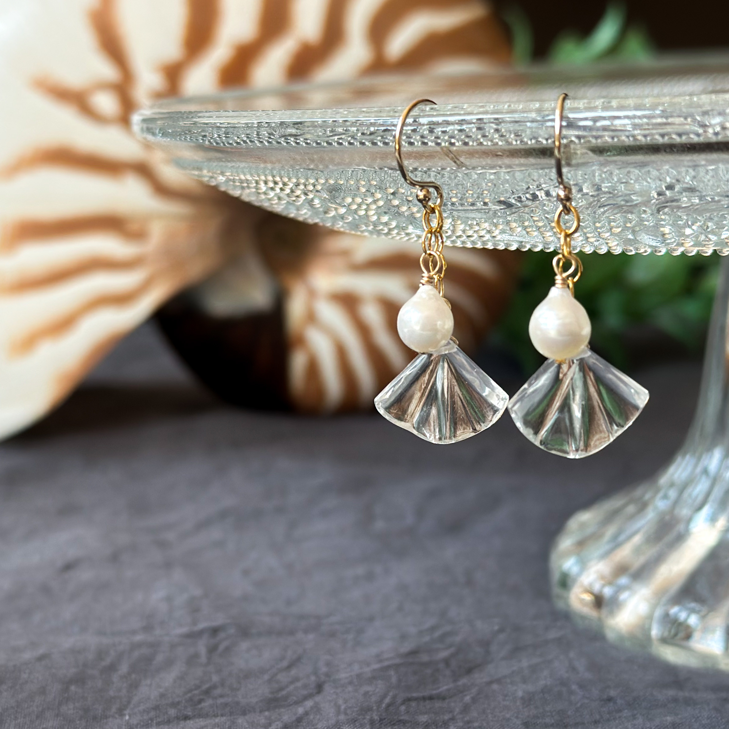 14kgf*あこやパールとクリスタルのヴィーナスピアス／イヤリング*天然石