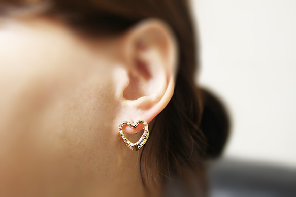 ERG-2411-G【2個入り】ハートワンタッチ ピアス,Heart One touch Post Earring 6枚目の画像